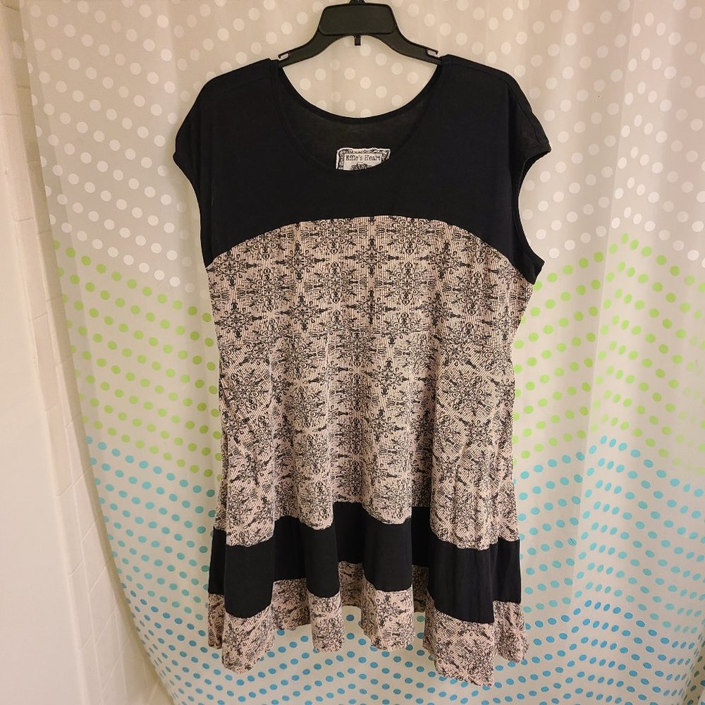 Effie's Heart Napoli Dress W/ Pockets Size 4x Black Baroque/Striped